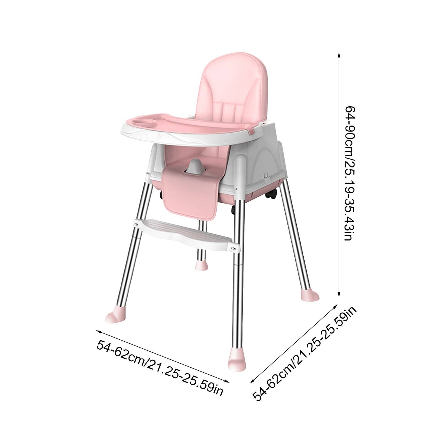 COOLBABY ETCY-PK Baby High Chair for Babies and Toddlers with Safe Meal Tray Adjustable Height Foldable Dining Chair Kids Food Eating Chair - COOLBABY