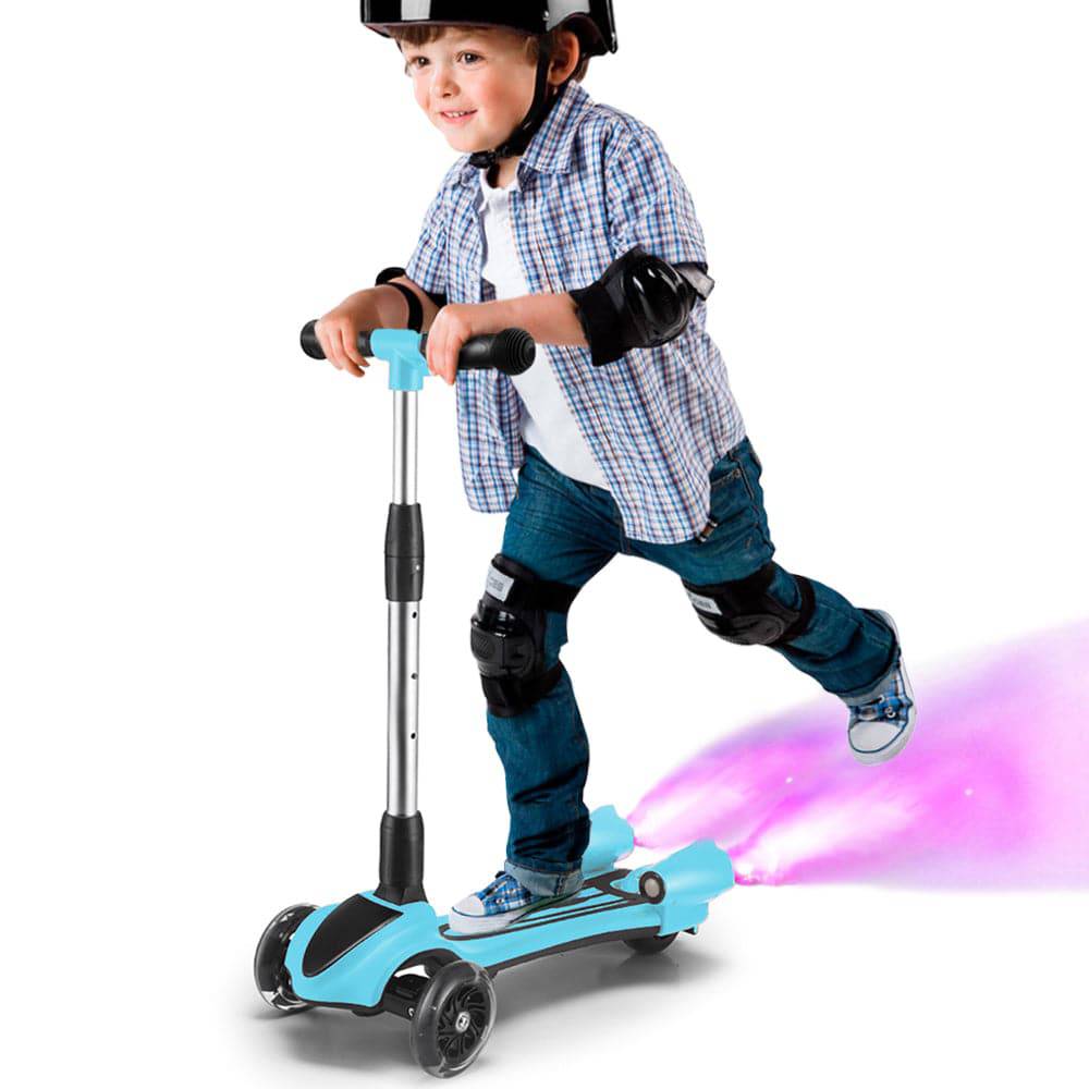 COOLBABY FL818 Kick Scooter for Kids, 3-Wheel Spray Rocket Scooter, Adjustable Height, Foldable Scooter with Dynamic Spray Effect & Music - COOLBABY