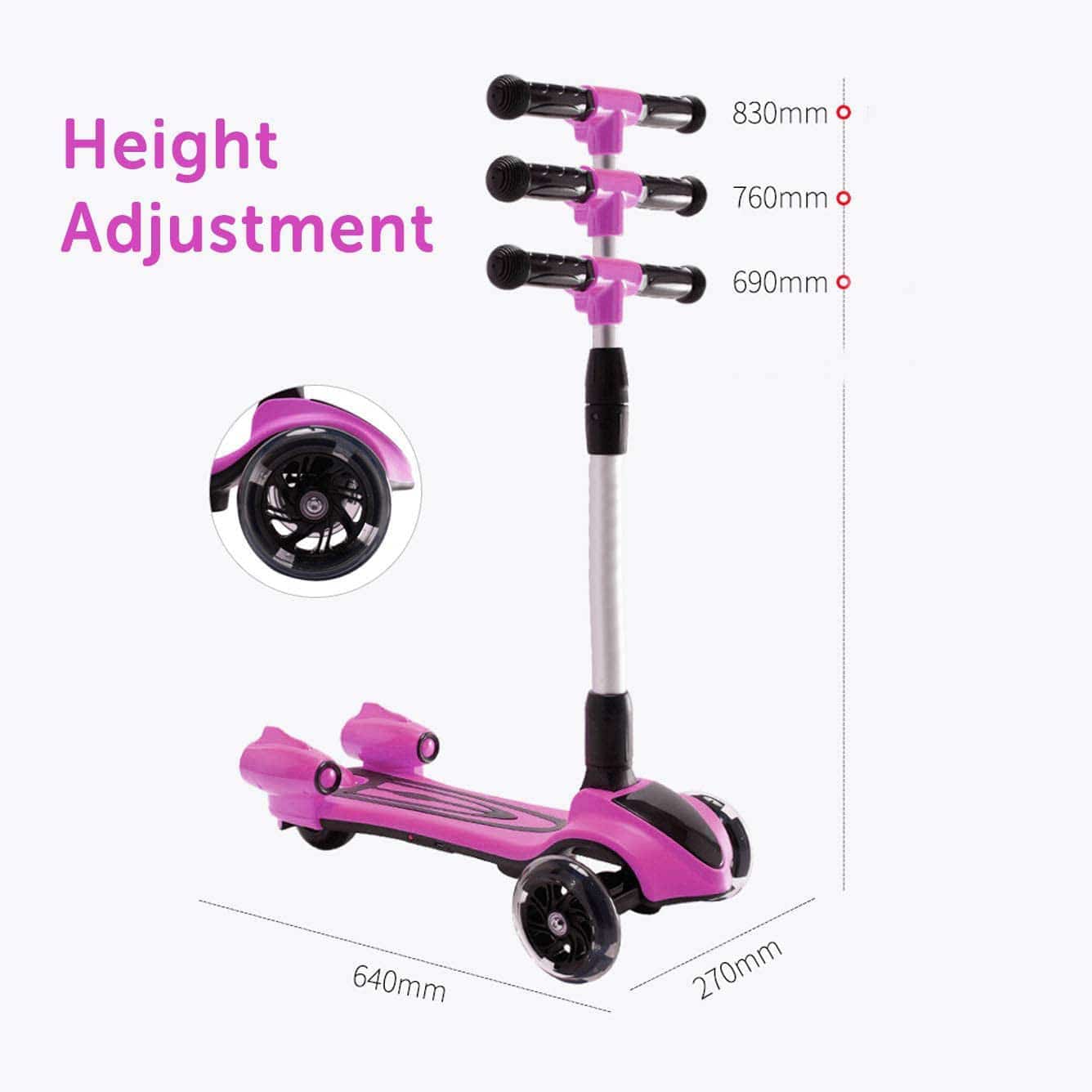 COOLBABY FL818 Kick Scooter for Kids, 3-Wheel Spray Rocket Scooter, Adjustable Height, Foldable Scooter with Dynamic Spray Effect & Music - COOLBABY