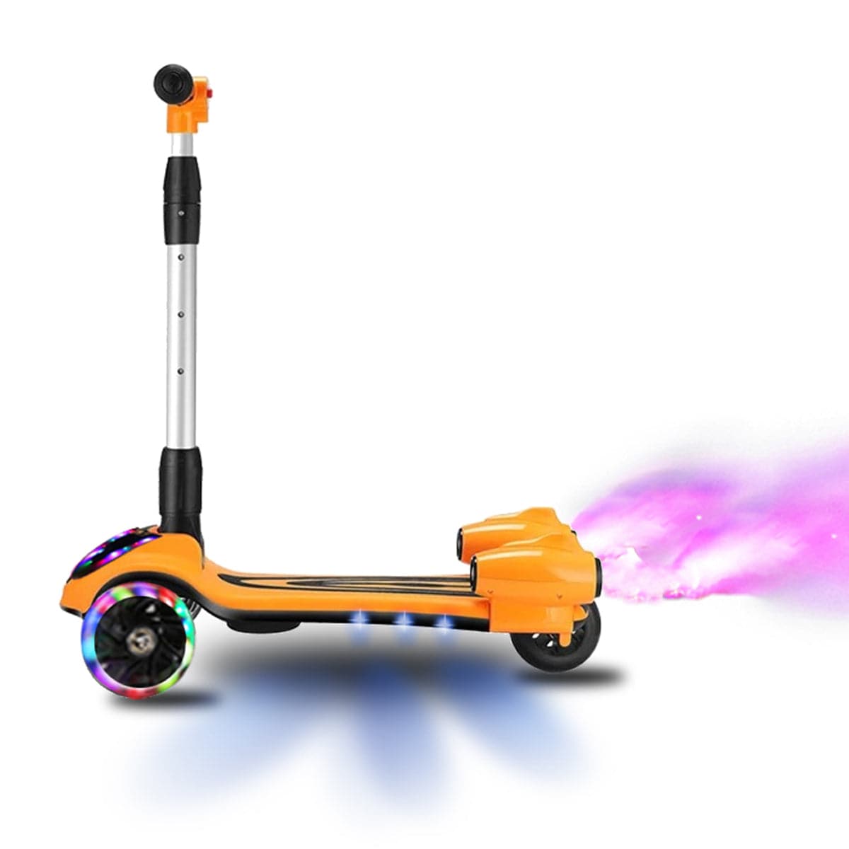 COOLBABY FL818 Kick Scooter for Kids, 3-Wheel Spray Rocket Scooter, Adjustable Height, Foldable Scooter with Dynamic Spray Effect & Music - COOLBABY