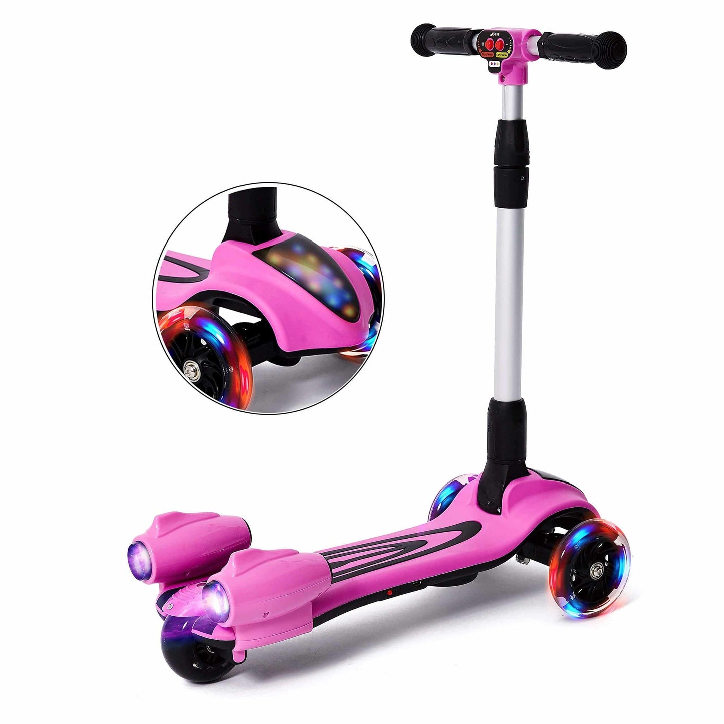 COOLBABY FL818 Kick Scooter for Kids, 3-Wheel Spray Rocket Scooter, Adjustable Height, Foldable Scooter with Dynamic Spray Effect & Music - COOLBABY