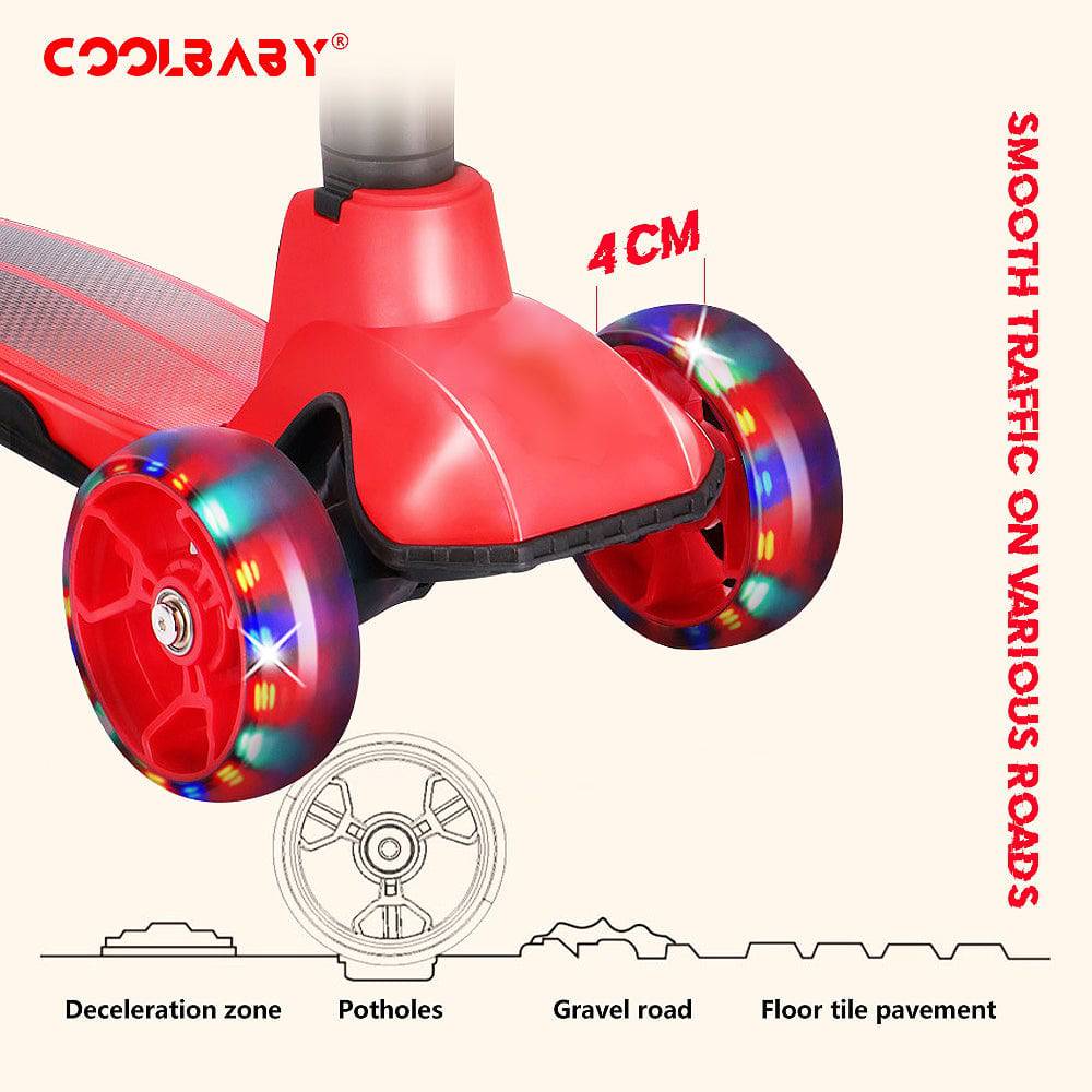 COOLBABY FLL Kids Scooter for Kids 3 Wheel with Light-Up Wheels Scooter, Kicksy Scooter Height Ajustable for Boys or Girls - COOLBABY