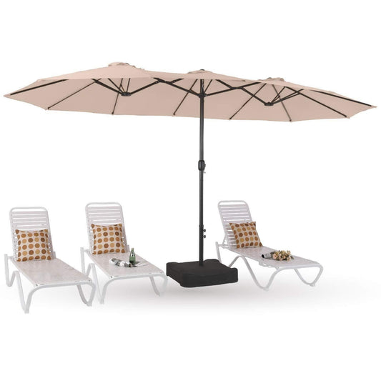 COOLBABY for Patio Beach, 15' Double Top Extra Large Parasol with Crank, Includes Base - COOLBABY
