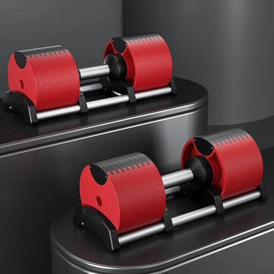 COOLBABY GL24-RD2 48KG Adjustable Double Dumbbells – Home Gym Essentials, Non-Slip, Rust-Resistant, Red/White, 2 Pieces (24KG Each) - COOLBABY