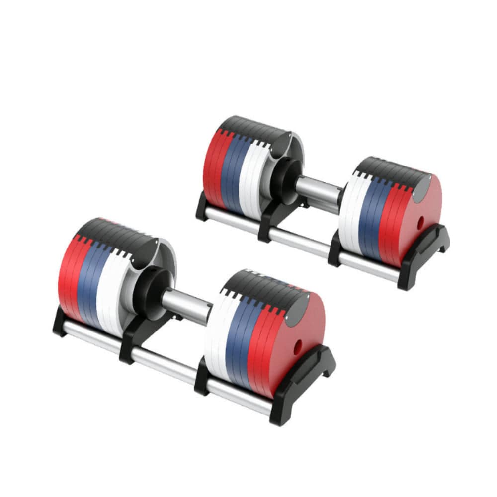 COOLBABY GL24-RD2 48KG Adjustable Double Dumbbells – Home Gym Essentials, Non-Slip, Rust-Resistant, Red/White, 2 Pieces (24KG Each) - COOLBABY