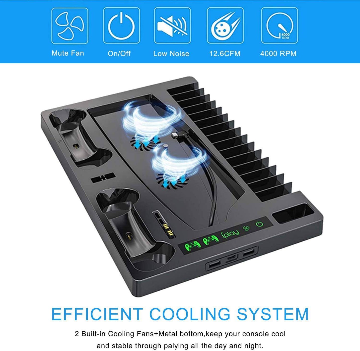 COOLBABY GMEKIT01-SRK Vertical Stand with Cooling Fan for PS5 Console - COOLBABY