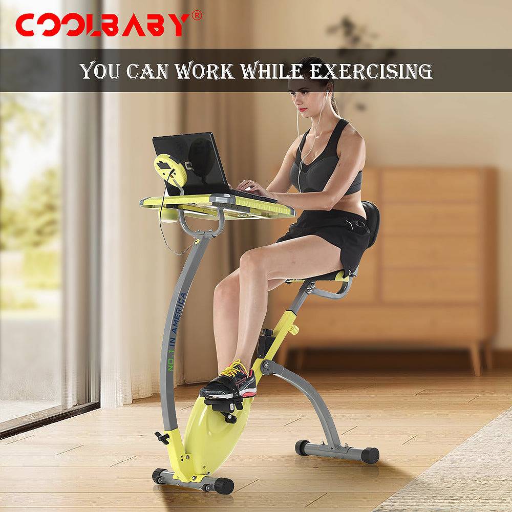 COOLBABY Home Exercise Bike, Super Quiet, Two-way Folding, Magnetic Co
