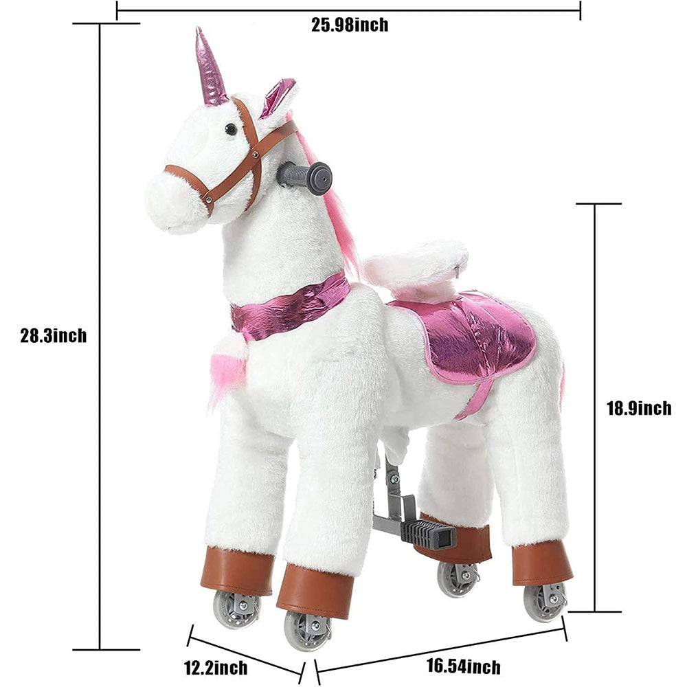 Mechanical Walking Unicorn Ride on Horse Toy with Wheels Giddy-Up Moving Horse Action Pony Riding on Toy Unicorn