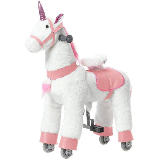 Mechanical Walking Unicorn Ride on Horse Toy with Wheels Giddy-Up Moving Horse Action Pony Riding on Toy Unicorn