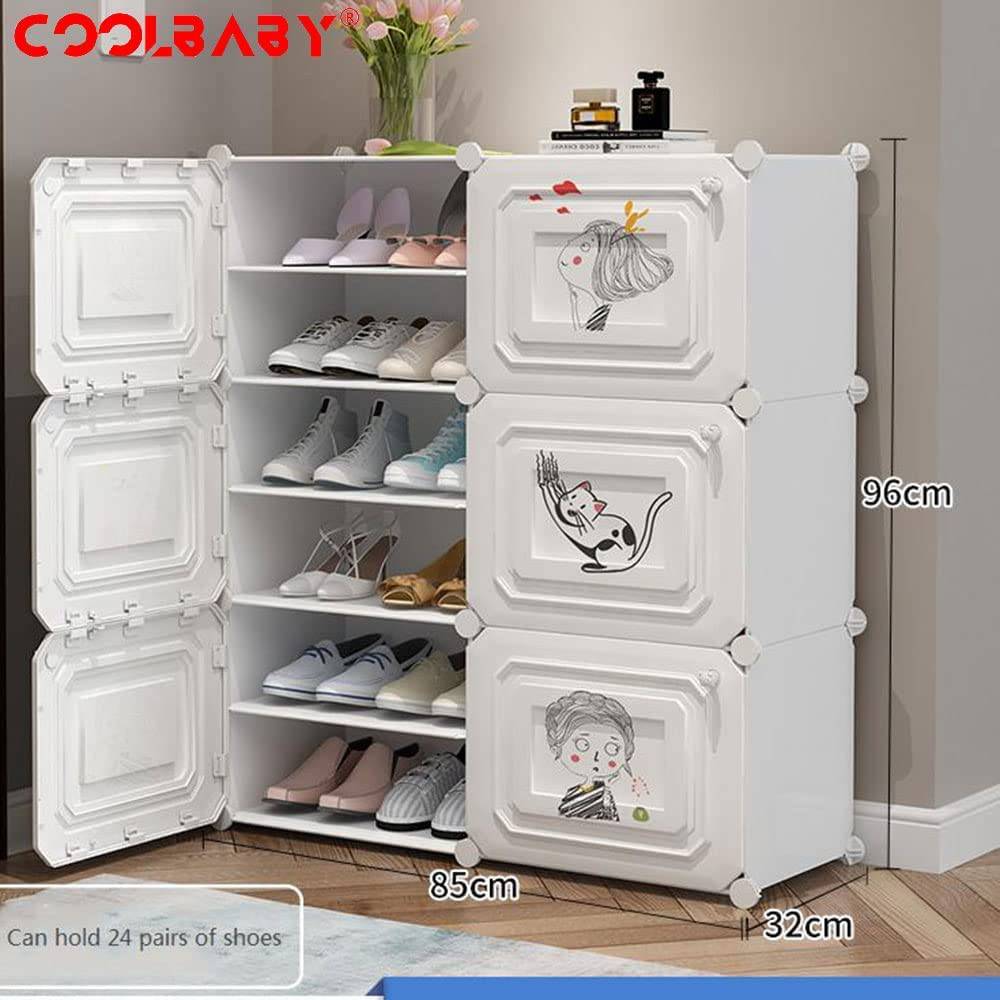 COOLBABY Household Shoe Cabinet，24 Pairs Portable Rack Organiser, Multiplayer - COOLBABY