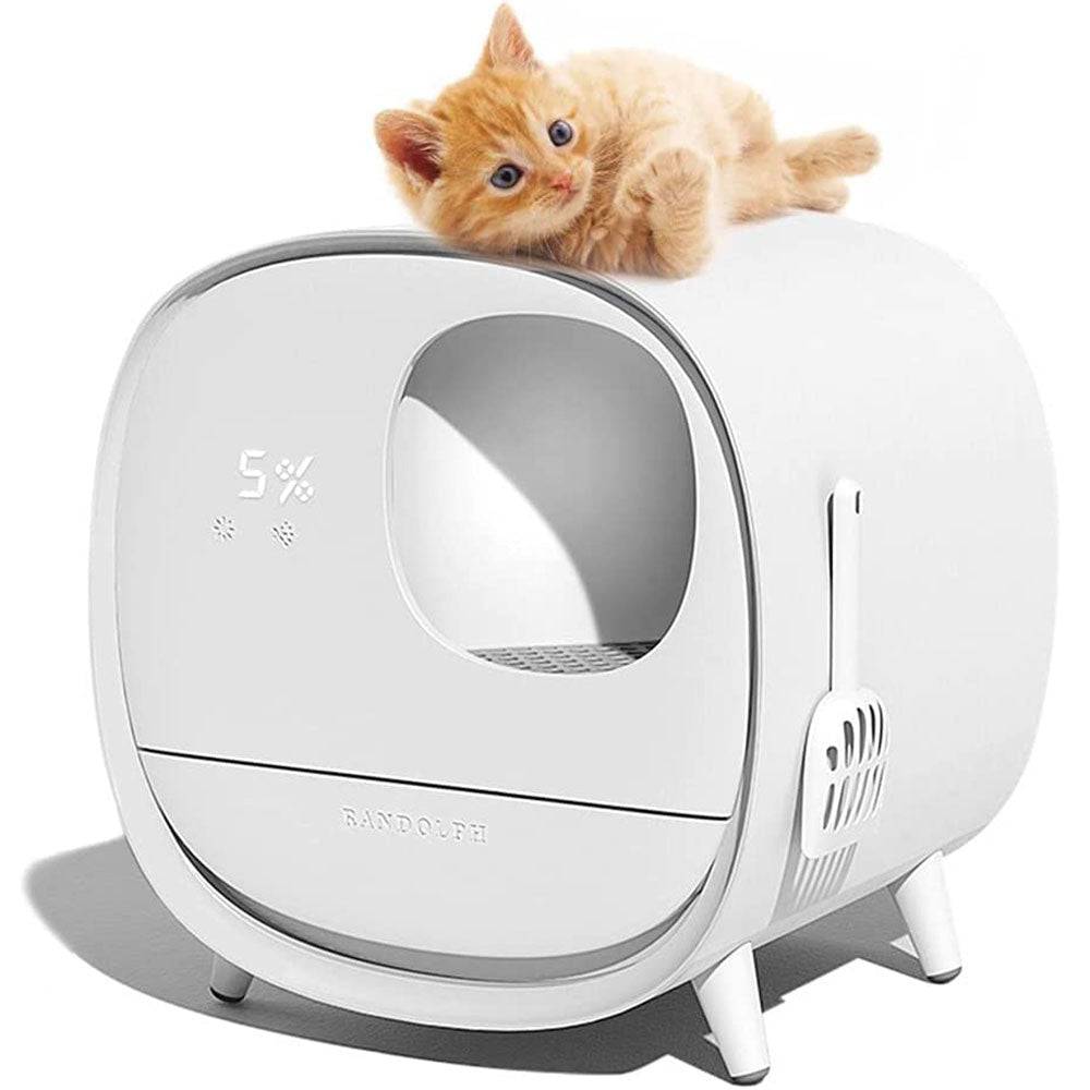 COOLBABY LZM-CWCS02 Smart Cat Litter Box,Deodorant and Spatter Proof,Pedal Channel,Fully Enclosed Drawer Cat Toilet,Intelligent Sensing - COOLBABY