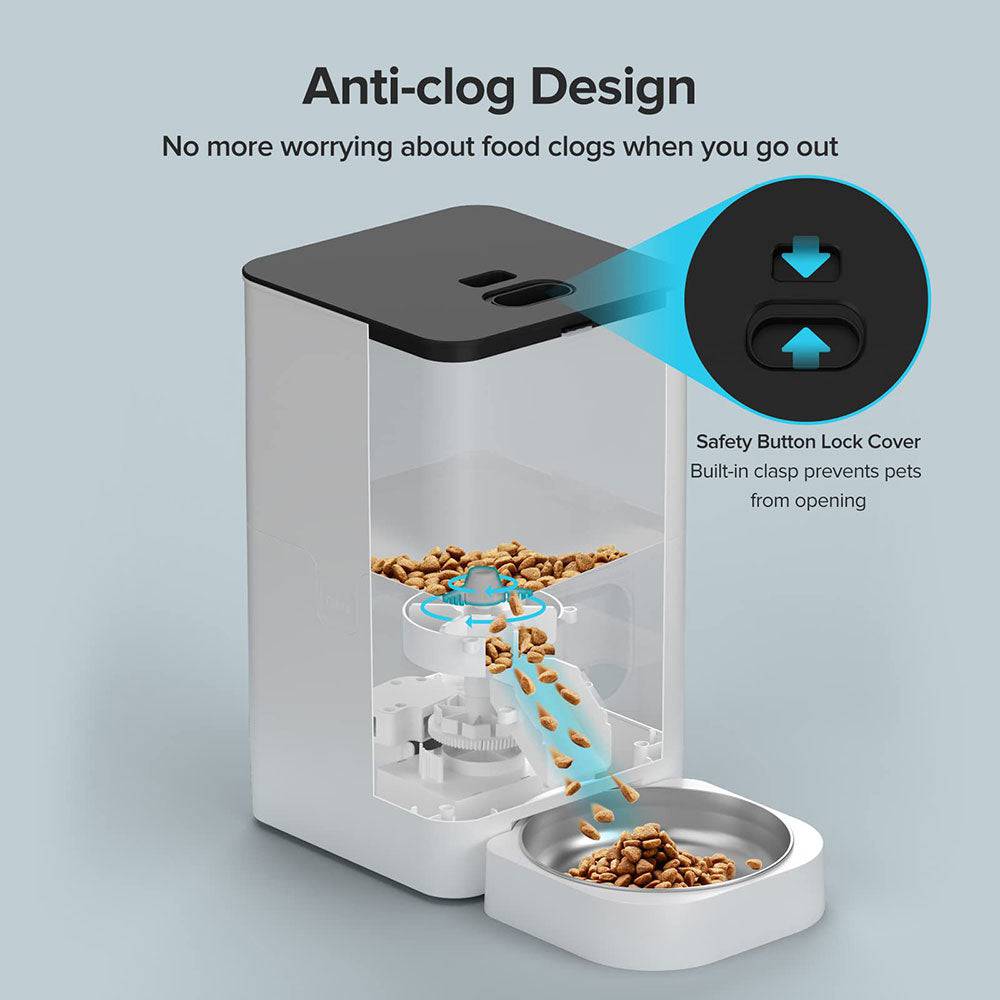 COOLBABY LZM-CWWSQ01 Automatic Pet Feeders for Cats and Dogs,Dry Food Dispenser with Desiccant Bag,Timed Cat Feeder,10s Voice Recorder,4L - COOLBABY