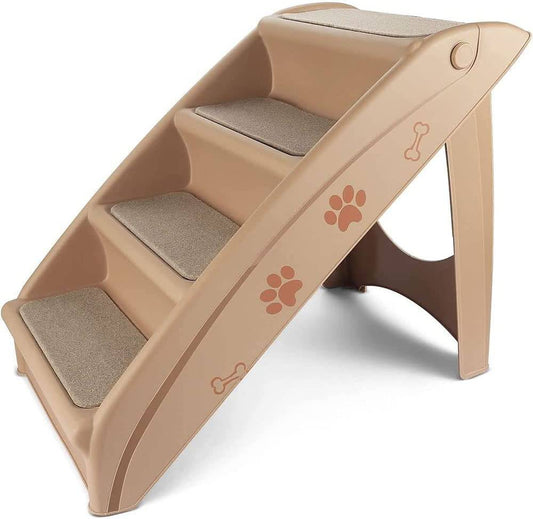 COOLBABY LZM-CWZDPT Pet Stairs,Folding Plastic Ladders Step Ramp for Dog Cat Animal,include Siderails, Non-Slip Pads, Durable, Lightweight,Pet Safe Dog Steps for High Beds - COOLBABY