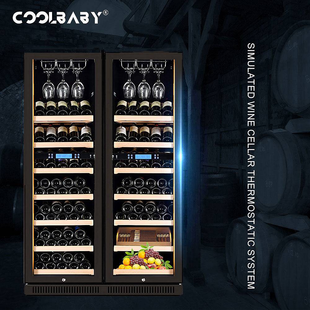 COOLBABY LZM-JG08/LZM-JG10(Double Temperature)Double Spell Wine Cabinet Ice Bar,Wine Cigar Tea Leaf Drinks Fruit Refrigerated Preservation - COOLBABY