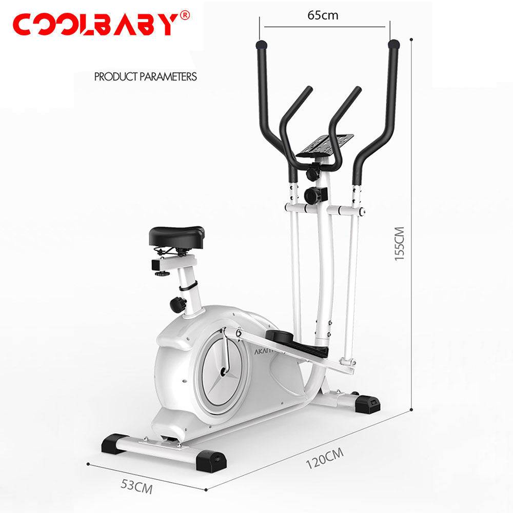 COOLBABY LZM-JSC02 Household Magnetically Controlled Mute Elliptical Machine,with seat,8 Gear Resistance ,Whole Body Balanced Fat Burning - COOLBABY