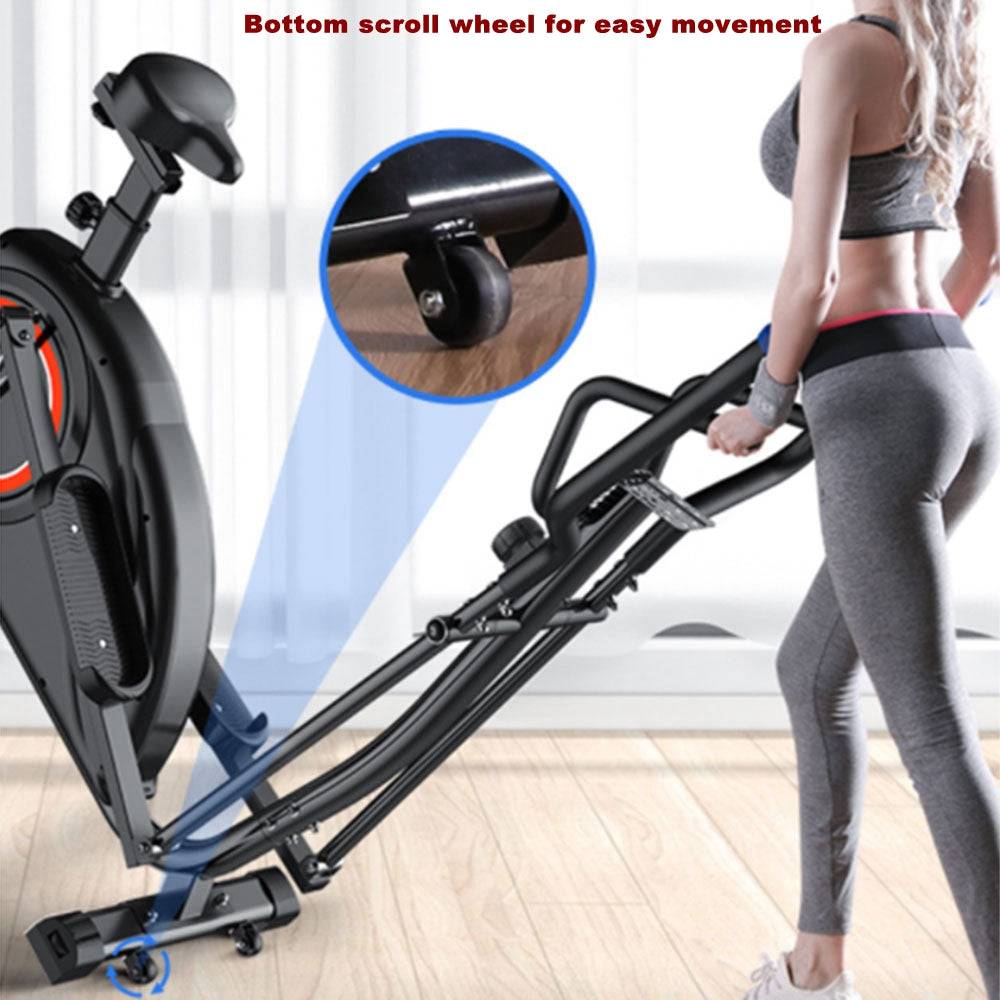 COOLBABY LZM-JSC02 Household Magnetically Controlled Mute Elliptical Machine,with seat,8 Gear Resistance ,Whole Body Balanced Fat Burning - COOLBABY