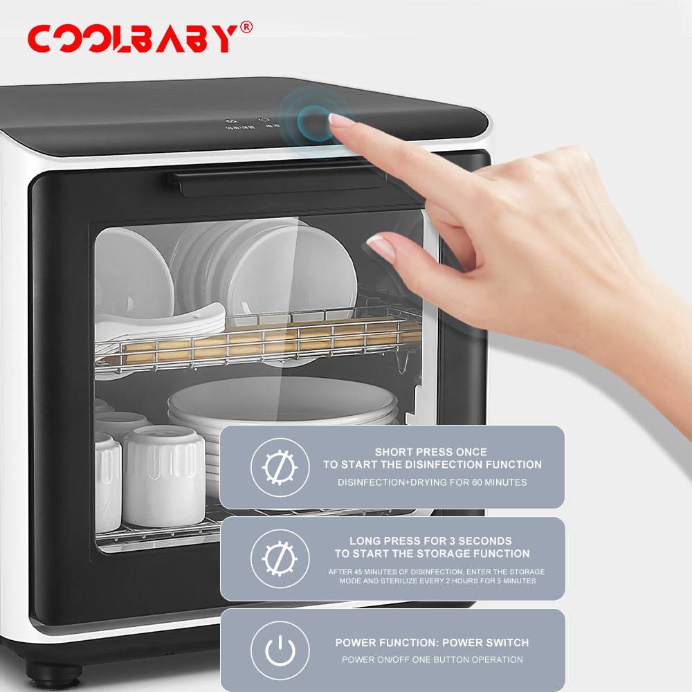 COOLBABY LZM-XDG01 UV Disinfection Cabinet With Wavelength of 253.7nm,Tea Set, Baby's Bottle, Bowl Disinfection,Full Coverage,360° Drying - COOLBABY