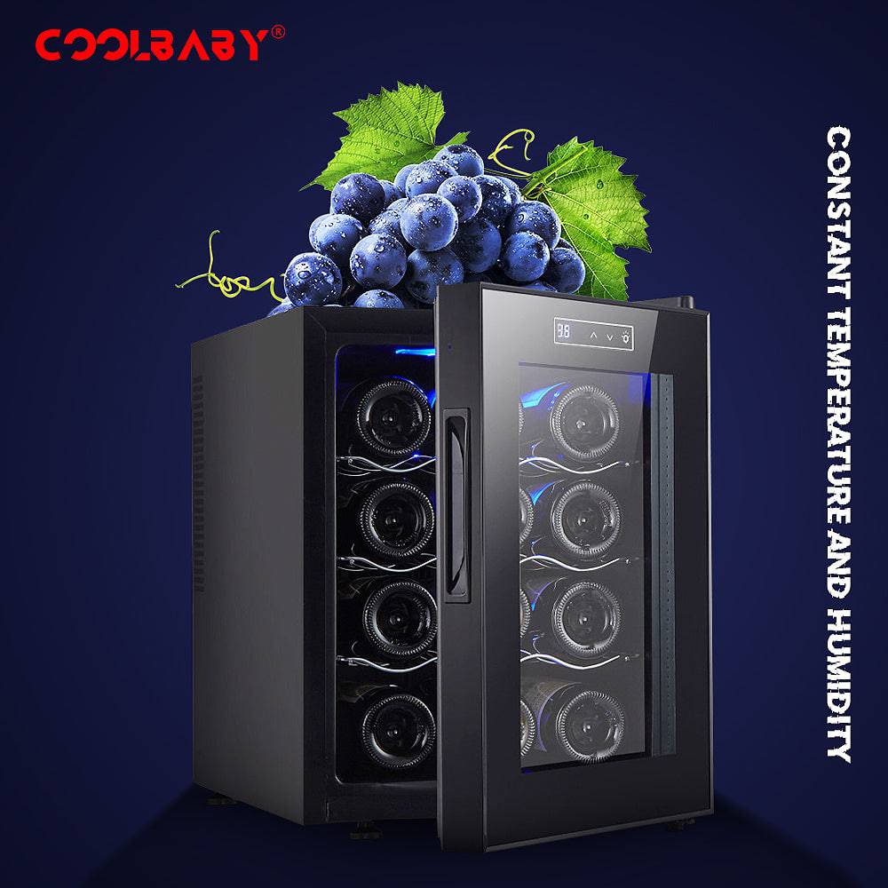 COOLBABY Mini Red Wine Cabinet: Chiller with Constant Temperature Control, Wine Bottle Cooler, and Compact Refrigeration - COOLBABY