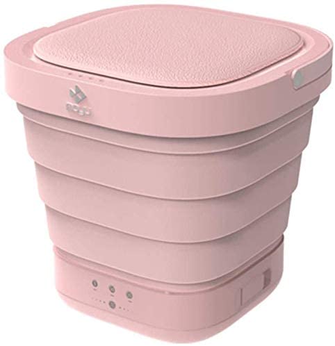 COOLBABY MNXYJ Portable Mini Folding Clothes Washing Machine, Bucket Automatic Home Travel Self-Driving Tour Underwear Foldable Washer, Pink - COOLBABY