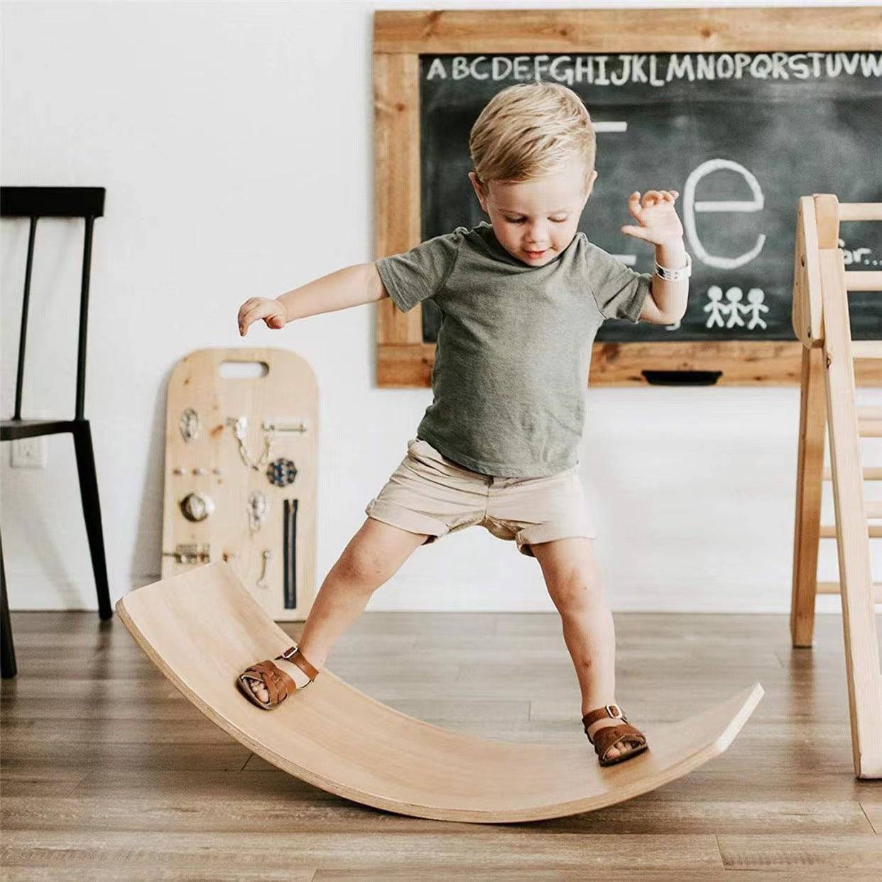COOLBABY Natural Wood 32 Inch Swing Board Yoga Curve Board - COOLBABY