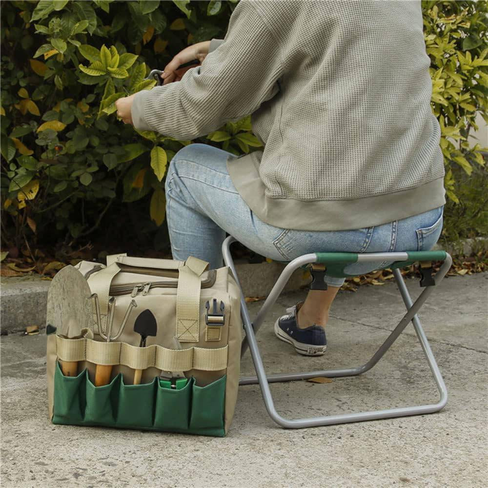 COOLBABY Outdoor Dual-use Garden Tools Folding Stool,Portable Garden Kit Chair with Detachable Storage - COOLBABY