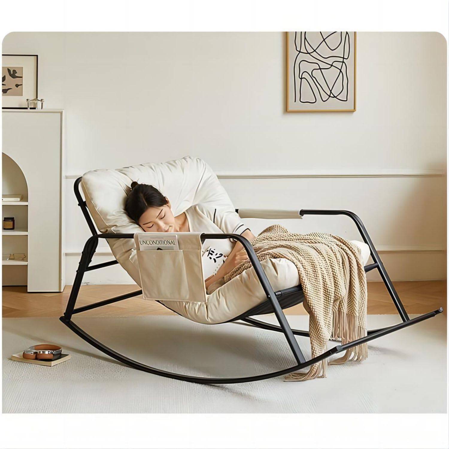 Oversized Rocking Chair Tutorial COOLBABY Oversized Rocking Chair, Casual Side Armchair, Comfortable Lu