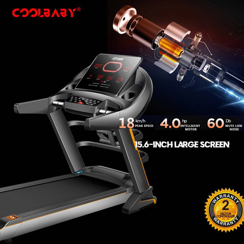 COOLBABY PBJ24 Powerful 2.5 HP Treadmill with Auto Incline, 15.6'' Touchscreen, and Bluetooth Speaker - Ideal for Serious Runners - COOLBABY
