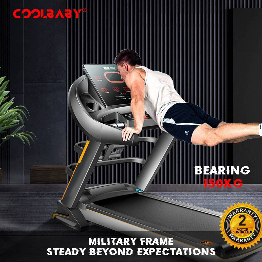 COOLBABY PBJ24 Powerful 2.5 HP Treadmill with Auto Incline, 15.6'' Touchscreen, and Bluetooth Speaker - Ideal for Serious Runners - COOLBABY