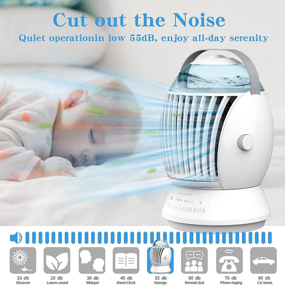 COOLBABY Portable Air Cooler Humidifier with 3 Wind Speed & 3 Cool Mist - COOLBABY