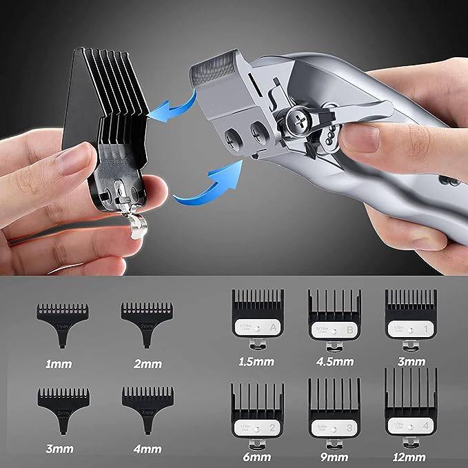 COOLBABY Professional Men's Hair Clipper Hair Cutting Kit And Zero Gap T-blade Clipper Combination Cordless Hair Clipper Set - COOLBABY