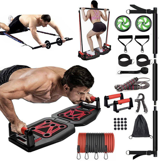 COOLBABY Push-up Board, 6-in-1 Foldable Push-up Stand,Pilates Bar Fitness Accessories with Resistance Bands - COOLBABY