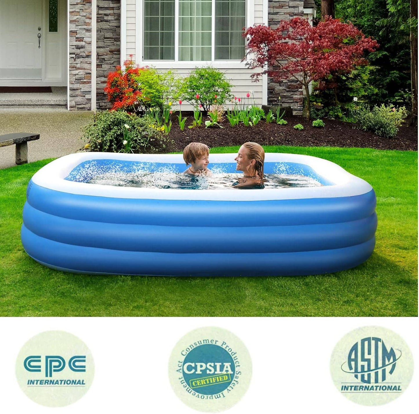 COOLBABY PVC Children's Inflatable Swimming Pool Home Outdoor Large Family Pool - COOLBABY