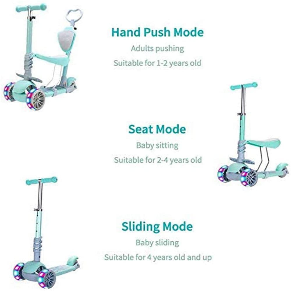 COOLBABY SGHBC 5 In 1 Kids Kick Scooter,Adjustable Scooter for Toddlers 1-6 Years Old - COOL BABY