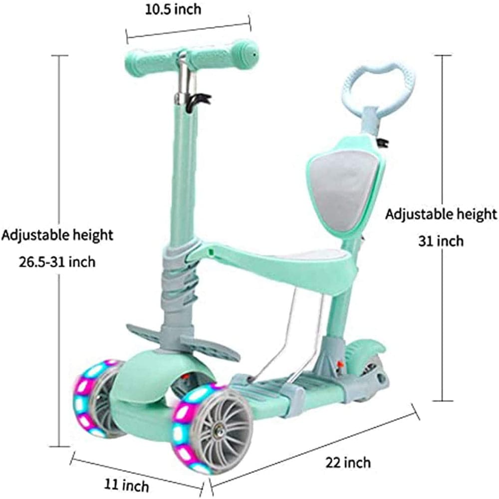 COOLBABY SGHBC 5 In 1 Kids Kick Scooter,Adjustable Scooter for Toddlers 1-6 Years Old - COOL BABY