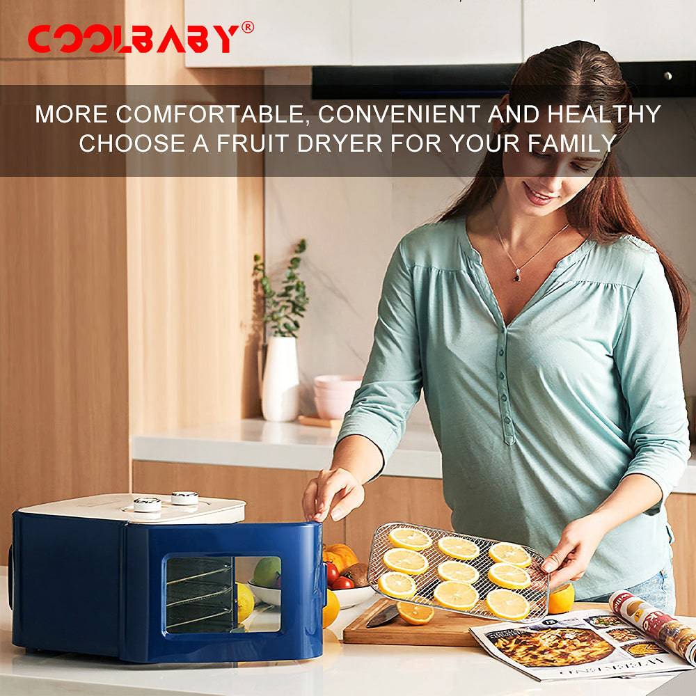 COOLBABY SGHGJ Food Dehydrator Machine, Digital Adjustable Timer and Temperature Control, Dryer for Herb, Meat, Beef, Fruit and Vegetables, Over Heat Protection, Stainless Steel Trays - COOLBABY