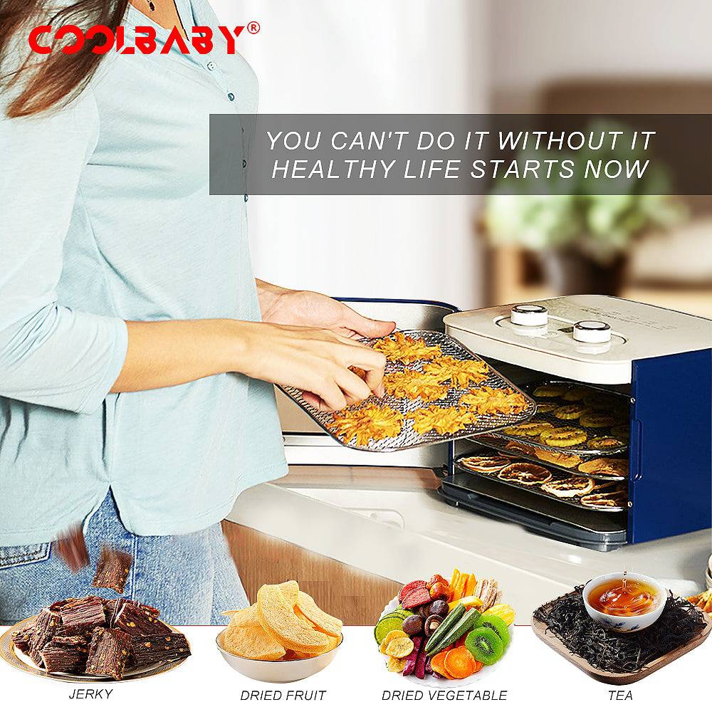 COOLBABY SGHGJ Food Dehydrator Machine, Digital Adjustable Timer and Temperature Control, Dryer for Herb, Meat, Beef, Fruit and Vegetables, Over Heat Protection, Stainless Steel Trays - COOLBABY