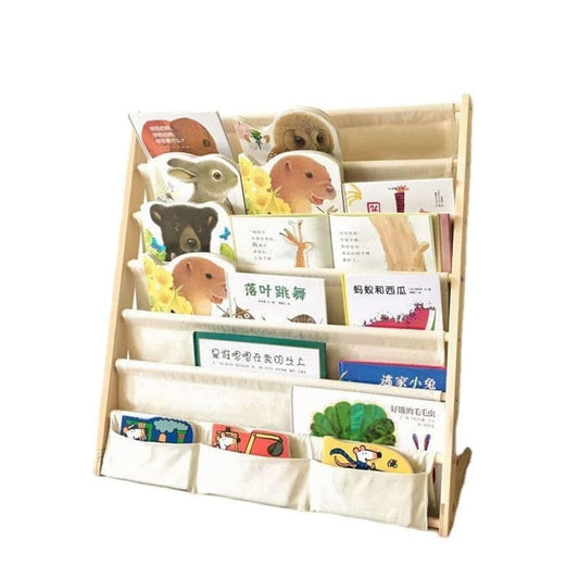 COOLBABY Small Bookshelf Children's Bookshelf Including Solid Wood Floor-To-Ceiling Bookcase Cartoon Storage Rack - COOLBABY