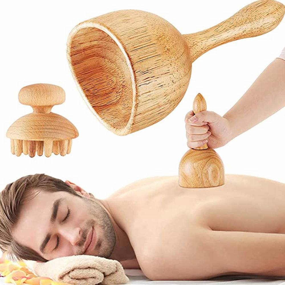 COOLBABY SSZ-AM01 Revitalize with our 5-in-1 Beech Wood Massage Tool Set - COOLBABY