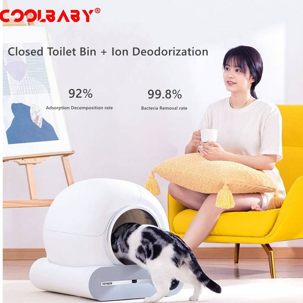 COOLBABY SSZ-CWMSP01 Automatic cat litter box, intelligent automatic cat toilet, ion purification and sterilization, APP control - COOLBABY