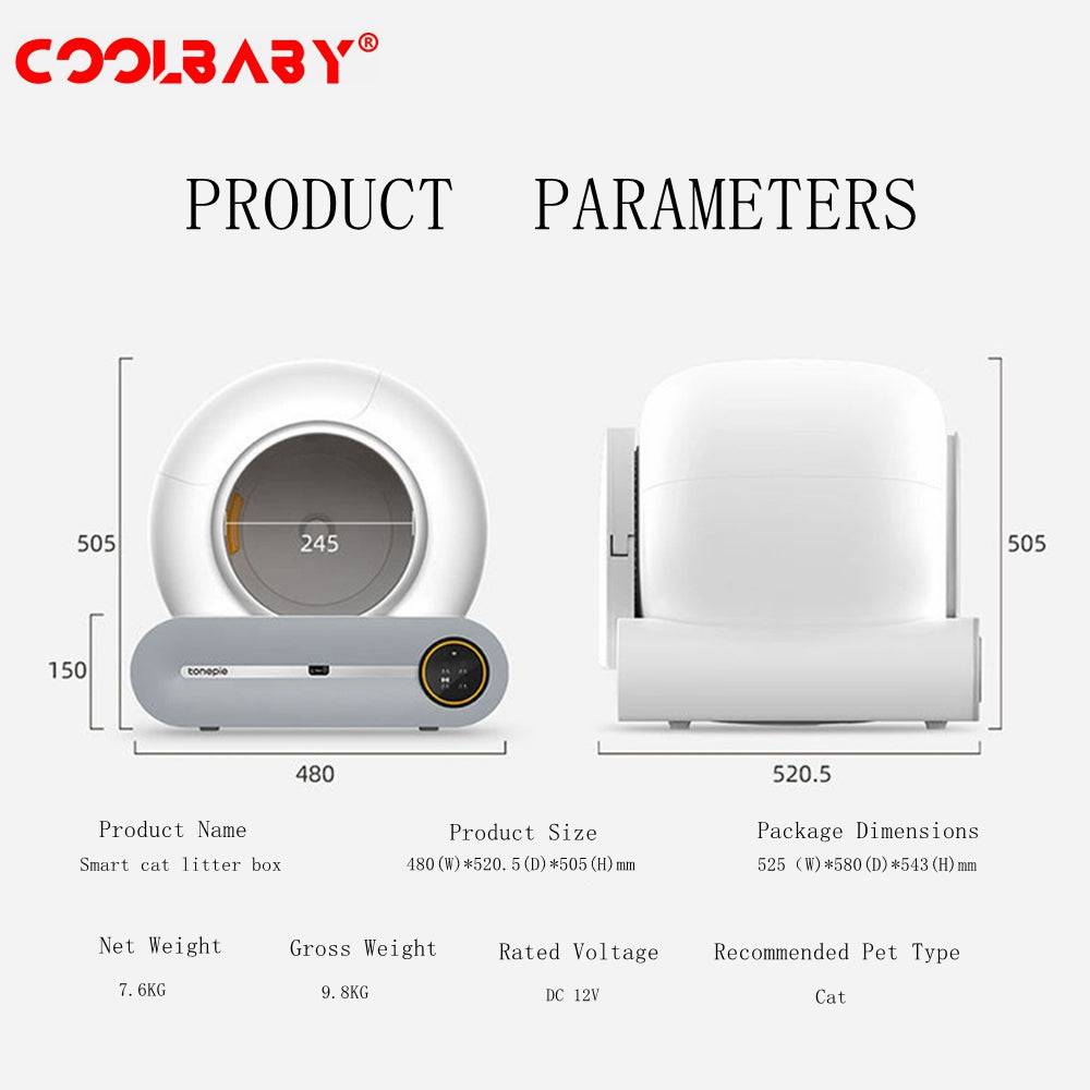 COOLBABY SSZ-CWMSP01 Automatic cat litter box, intelligent automatic cat toilet, ion purification and sterilization, APP control - COOLBABY