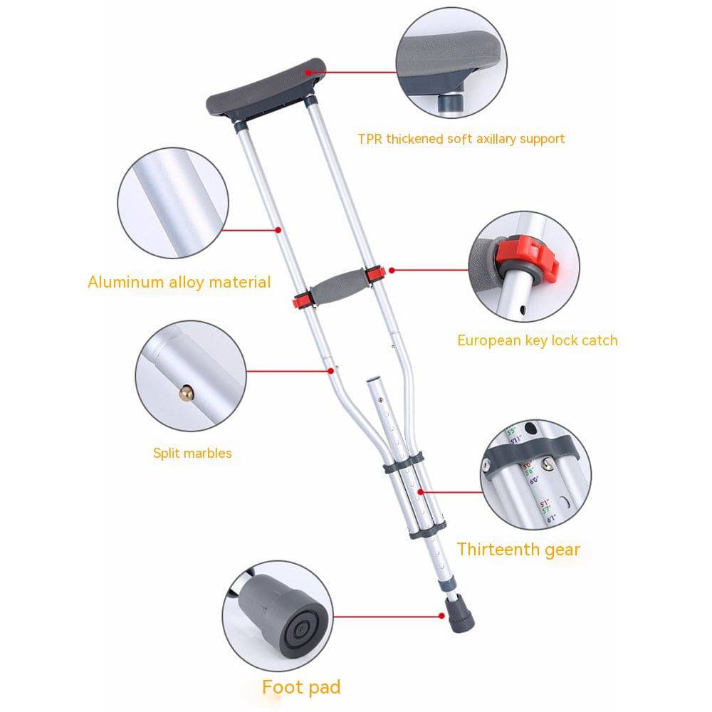 COOLBABY SSZ-GZ02 Premium Lightweight Aluminum Foldable Crutches - COOLBABY