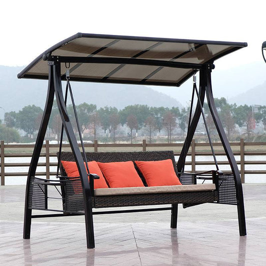 COOLBABY SSZ-HWDC02 Outdoor Swing Hanging Chair Garden Rocking Chair Balcony Double Iron Hanging Basket Chair Outdoor Hammock - COOLBABY