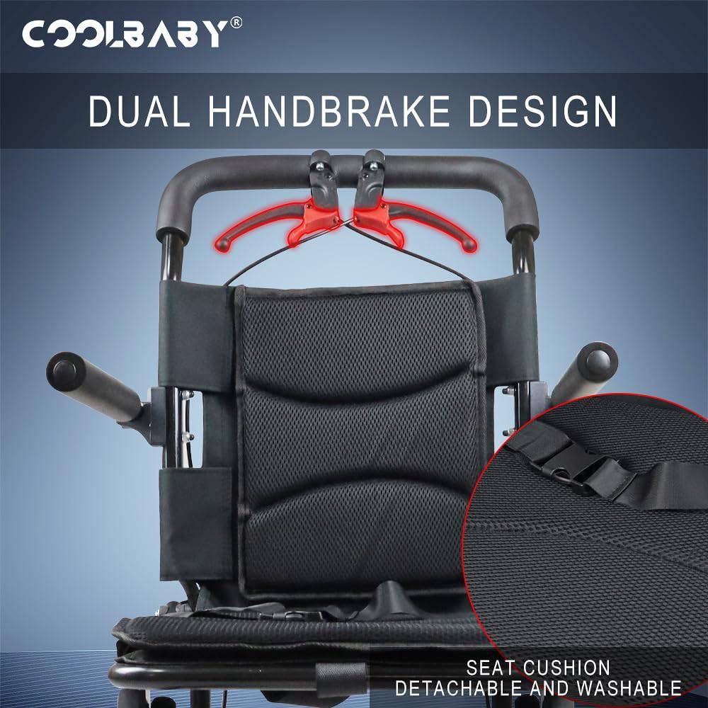COOLBABY SSZ-LY09-BLK: Ultralight Aircraft Wheelchair for Easy Travel - Portable, Folding, and Stylish with Storage Bag - COOLBABY
