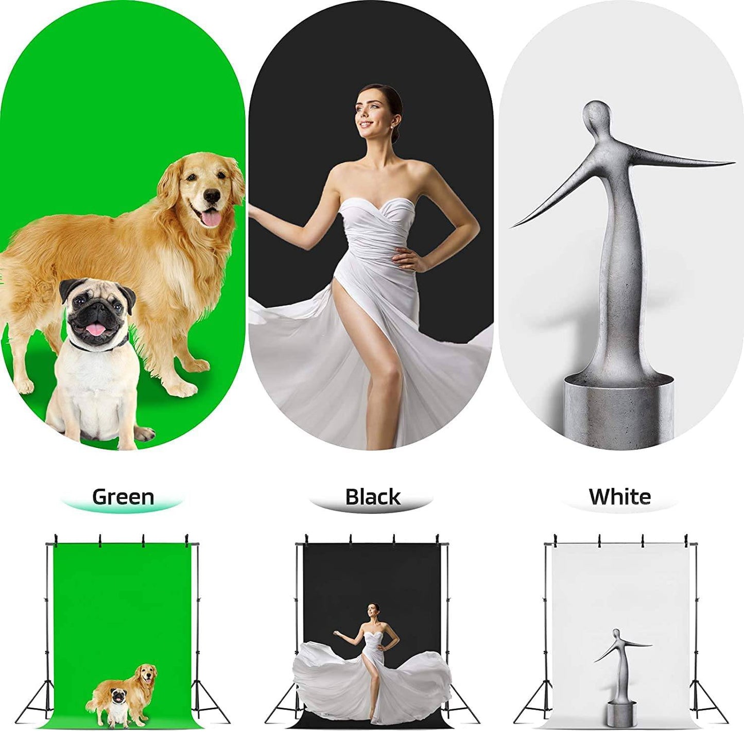 COOLBABY SYTZ Photo Studio Background Support & White Black Green Screen Softbox Lighting Kit - COOLBABY