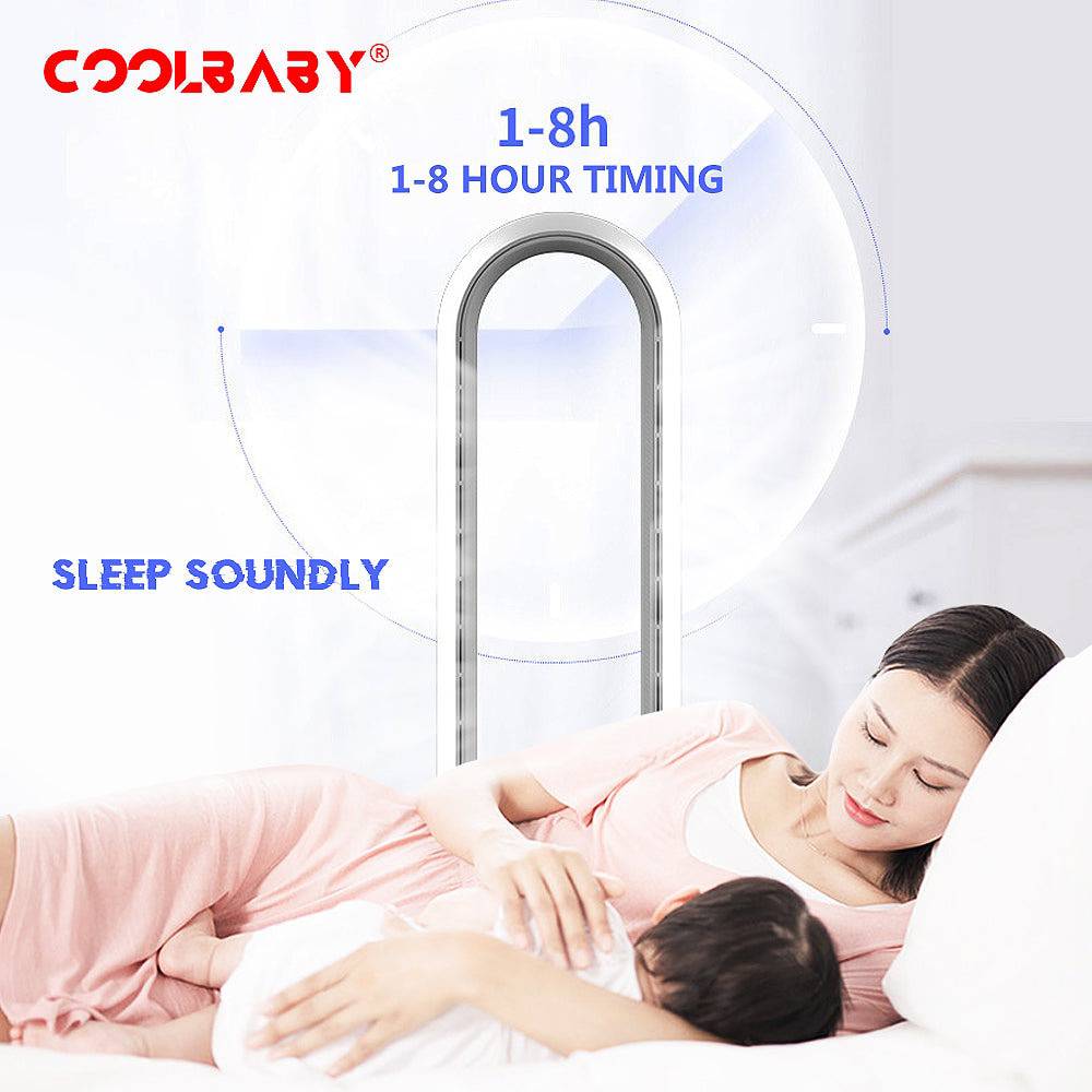 COOLBABY TS-WT Sleep Serenely with Our 8-Hour Timer Bladeless Fan(White) - COOLBABY