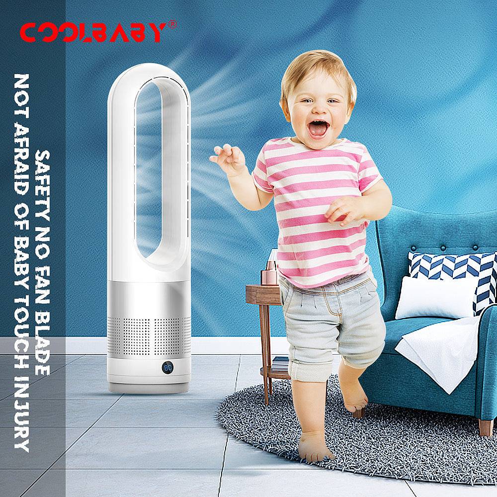 COOLBABY TS-WT Sleep Serenely with Our 8-Hour Timer Bladeless Fan(White) - COOLBABY