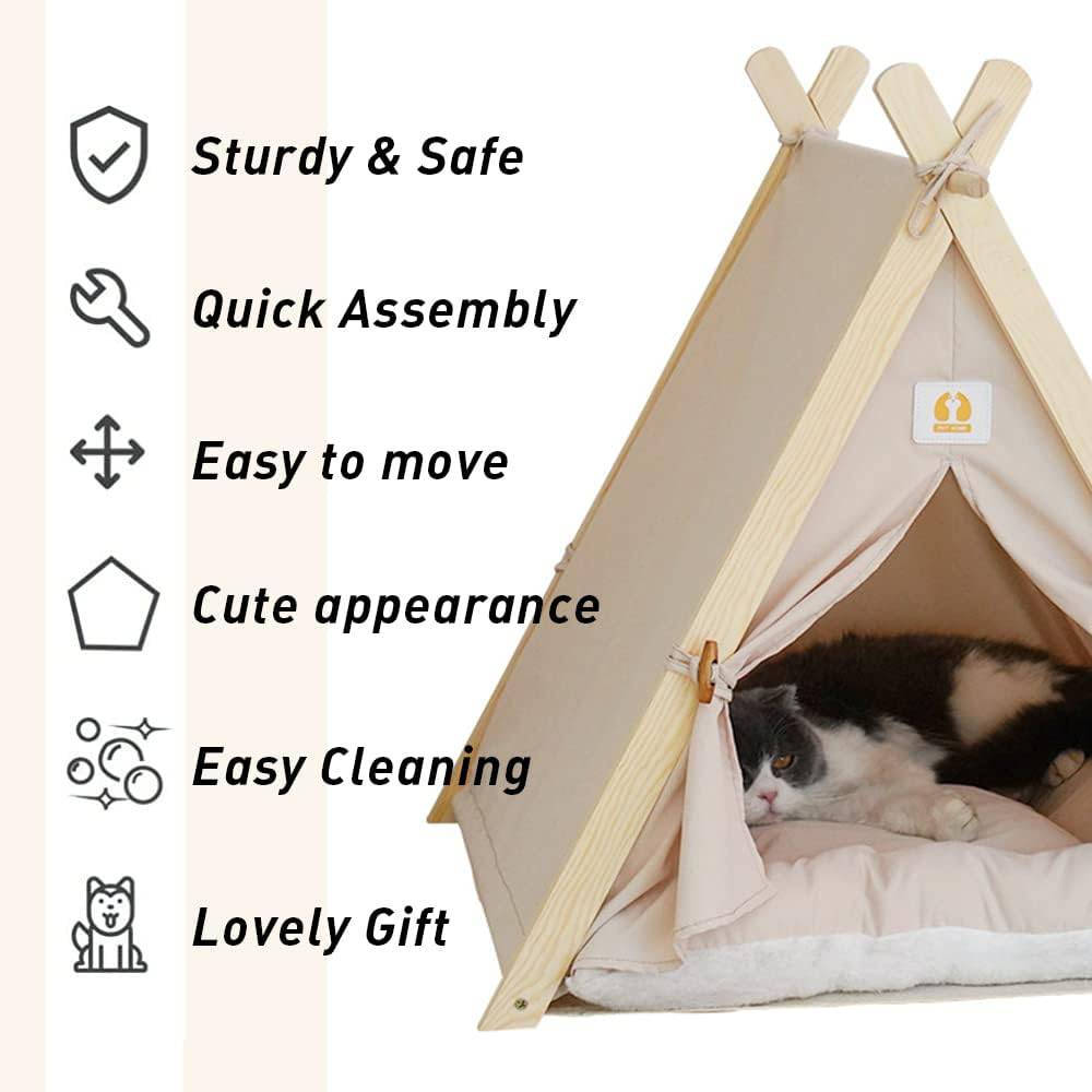 COOLBABY WQSJ-CWZP Pet Teepee Tent for Dogs & Cats,24 Inch Portable Indoor Dog House - COOLBABY