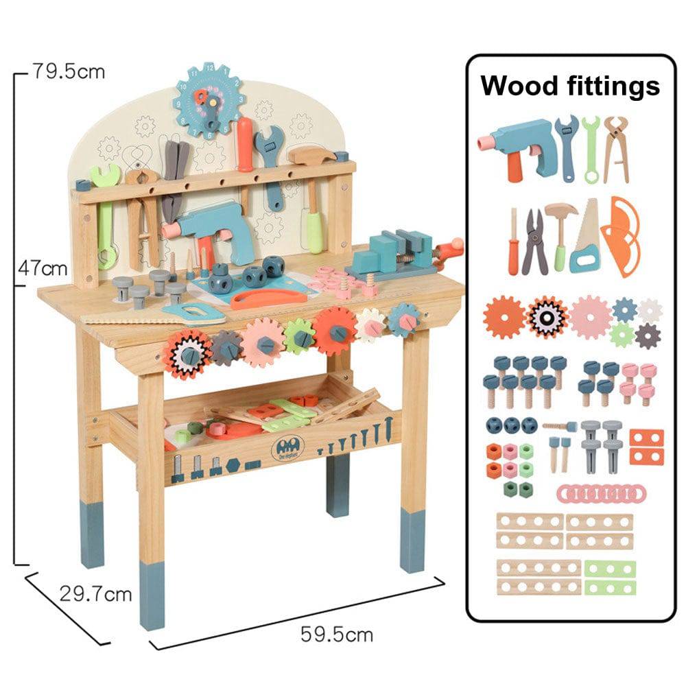 COOLBABY WQSJ-ETXLT Wooden Tool Workbench for Kids,Building Tools Sets Pretend Play Toys - COOLBABY