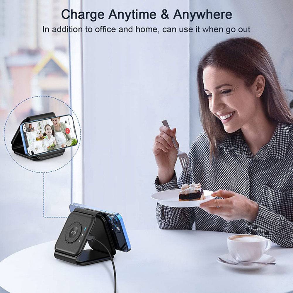 COOLBABY WQSJ-WXCDQ Magnetic Wireless Charger for iPhone, Fodable 3 in 1 Charging Station - COOLBABY