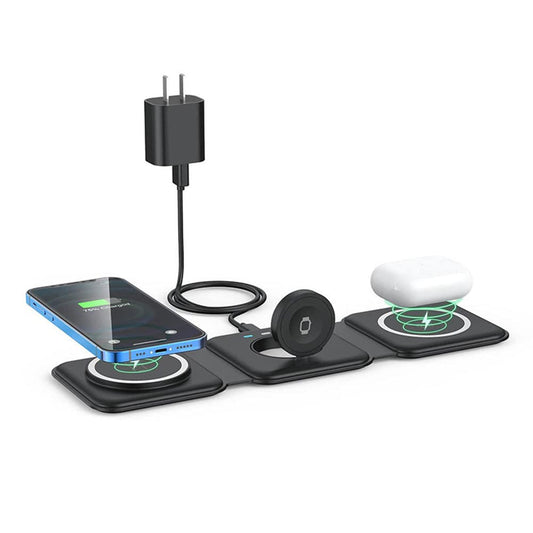 COOLBABY WQSJ-WXCDQ Magnetic Wireless Charger for iPhone, Fodable 3 in 1 Charging Station - COOLBABY